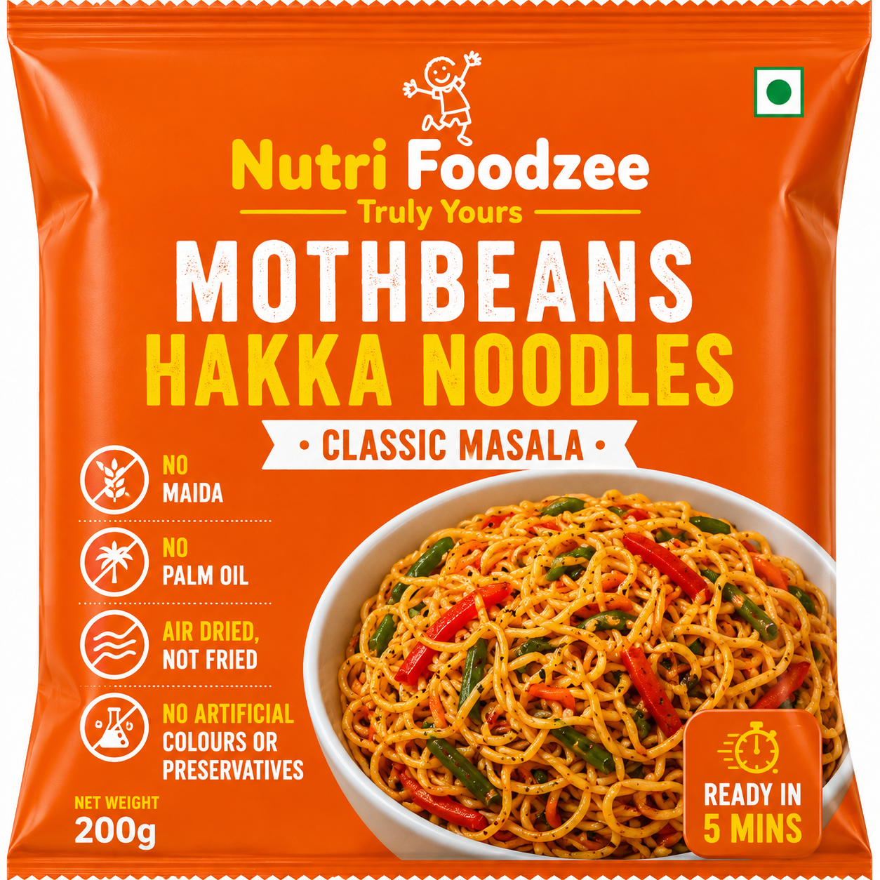 Moth Bean hakka noodles (Pack of 1 - 200 gms)