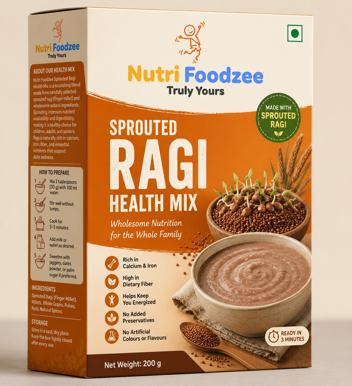 Sprouted Ragi Health Mix (Pack of 1 - 200 gms)