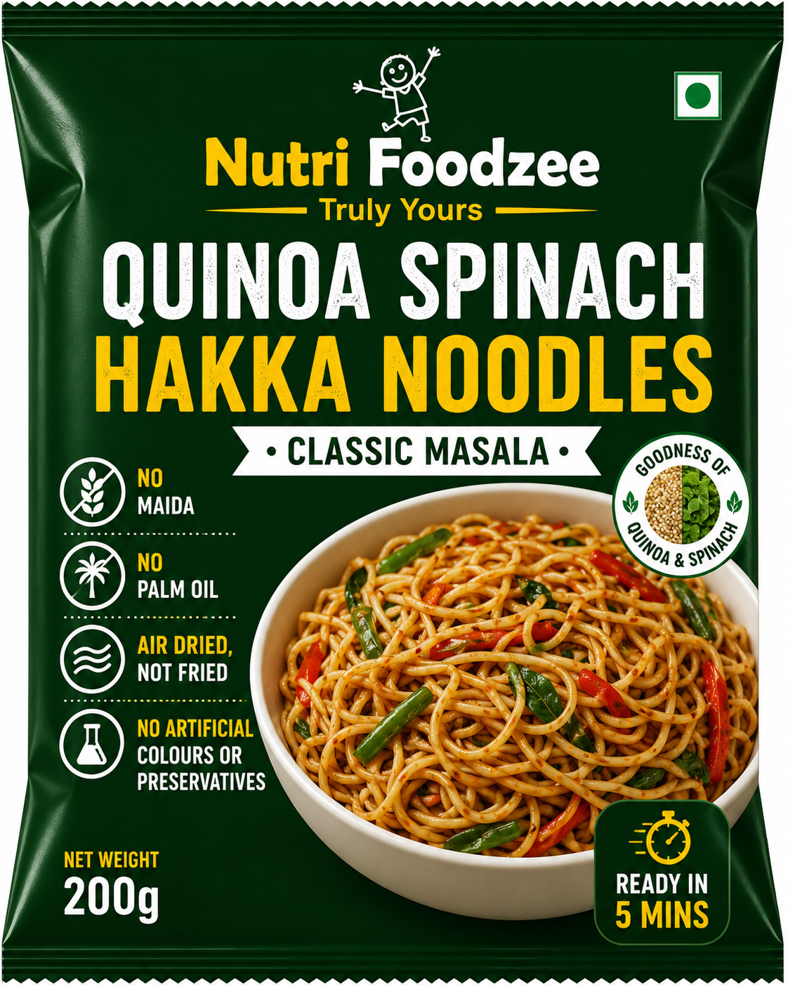 Spinach Quinoa Noodles (Pack of 1 - 200 gms)